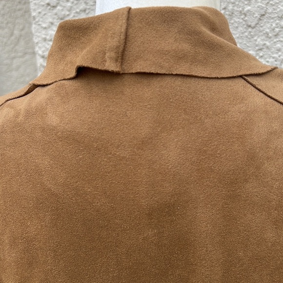 BlankNYC Camel Brown Faux Suede Drape Front Moto Style Jacket Size M - Picture 9 of 12